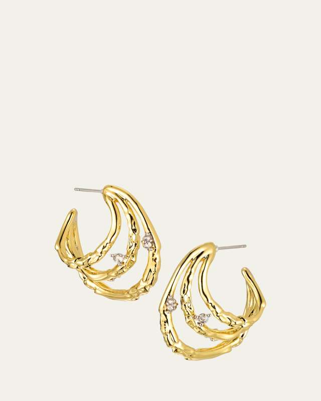 Brut Gold Crystal Thorn Orbit Hoop Earrings